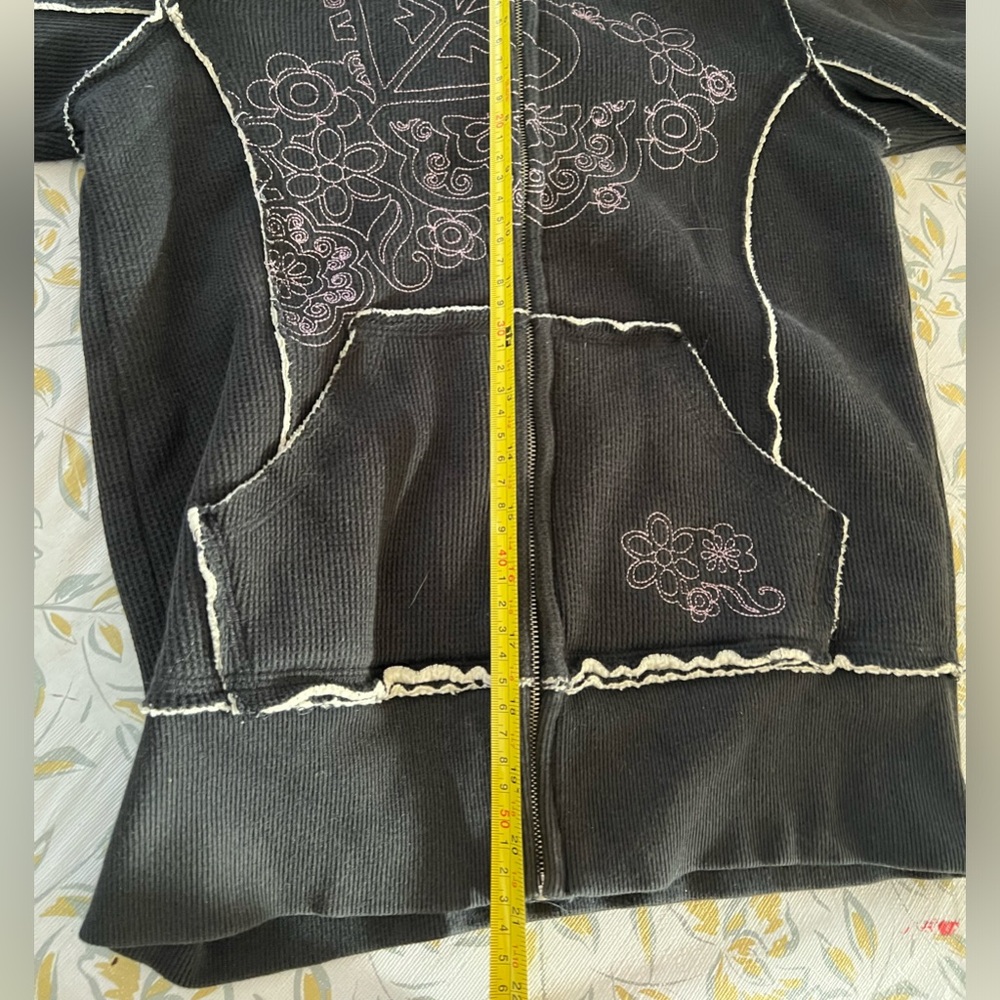 Roxy Black/Pink Embroidered Logo Full Zip Up - Picture 5 of 5